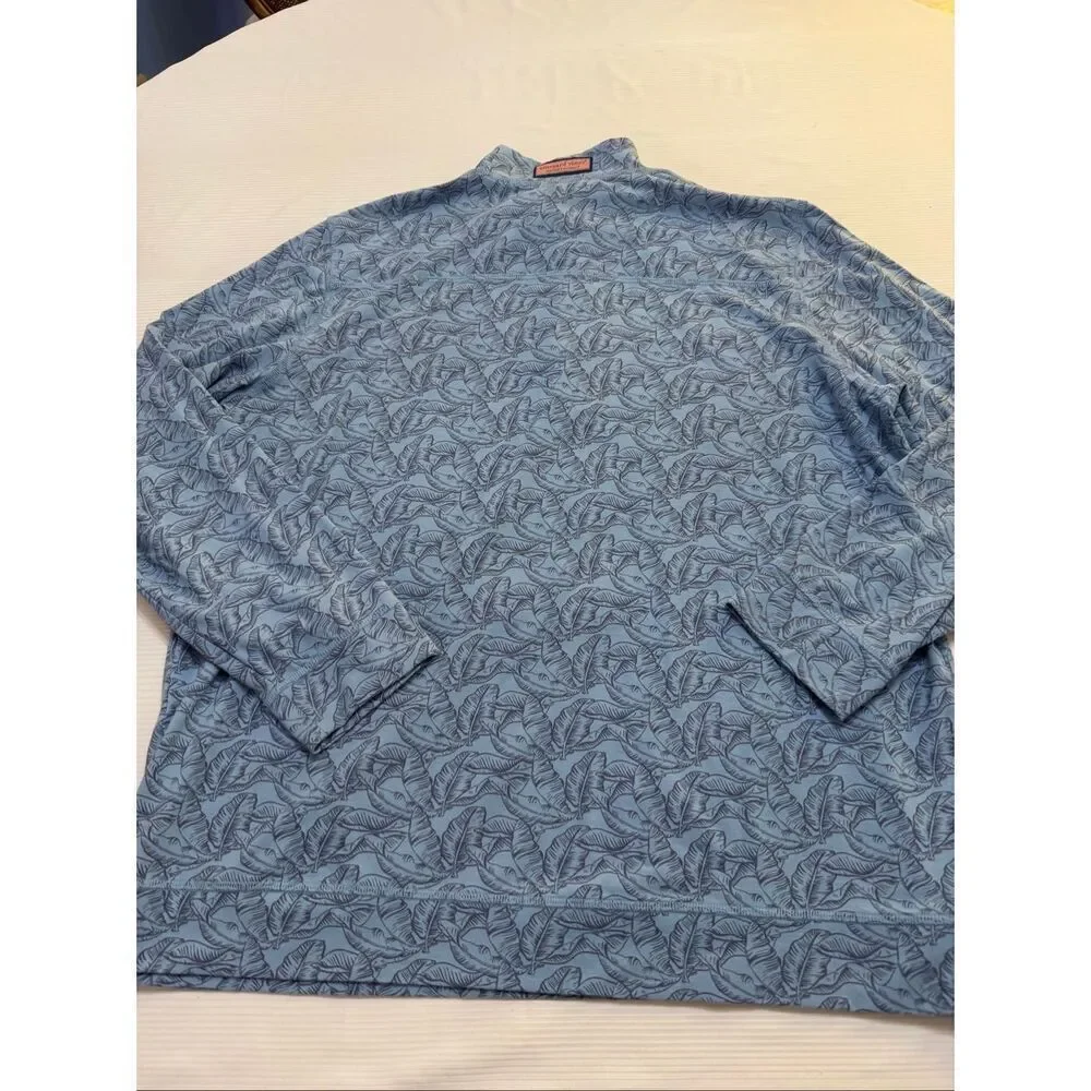 Vineyard Vines Edgartown Shep Blue Palm Shirt Men’s Blue Palm Pullover Size XL
